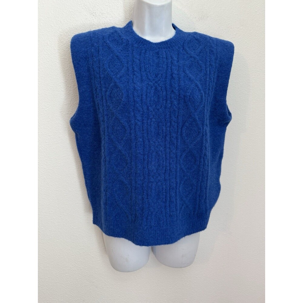 Les Coyotes de Paris Sweater Vest Blue Alpaca Wool Knit Women's Size 38/M New